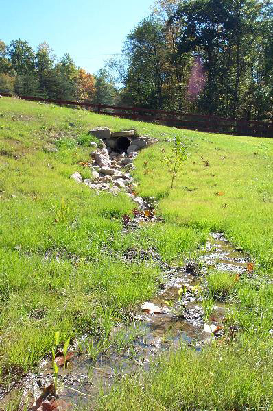 Stormwater culvert re-routed through wetland